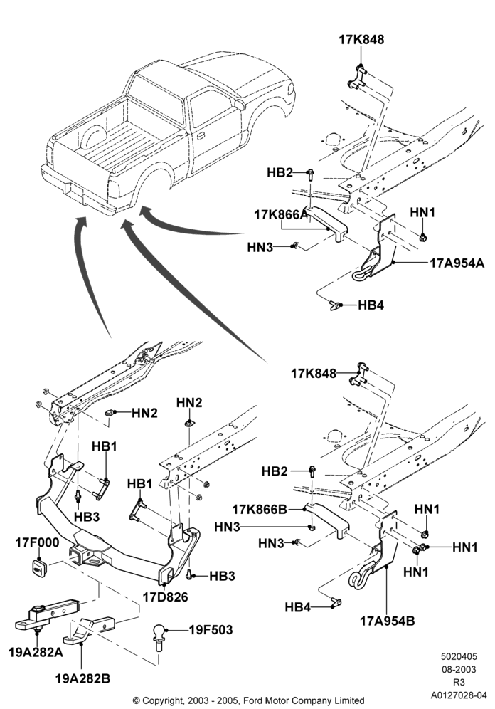 05A - Tow Bar, Production Installed; 04/AUG/2003-16/DEC/2011