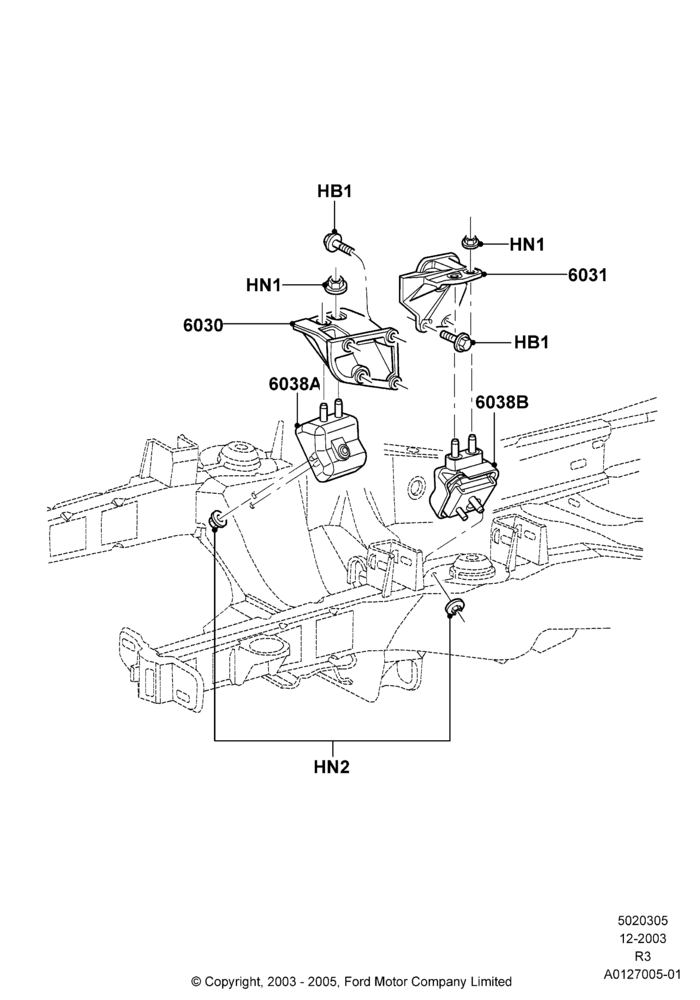 05A - Engine Mounting, 2.3L 4V NA I4 Petrol; 04/AUG/2003-16/DEC/2011