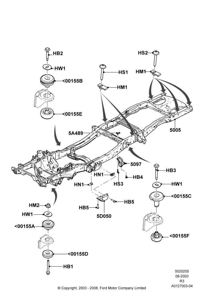 05A - Chassis Frame, 112"/2845MM Wheelbase; 04/AUG/2003-18/AUG/2008