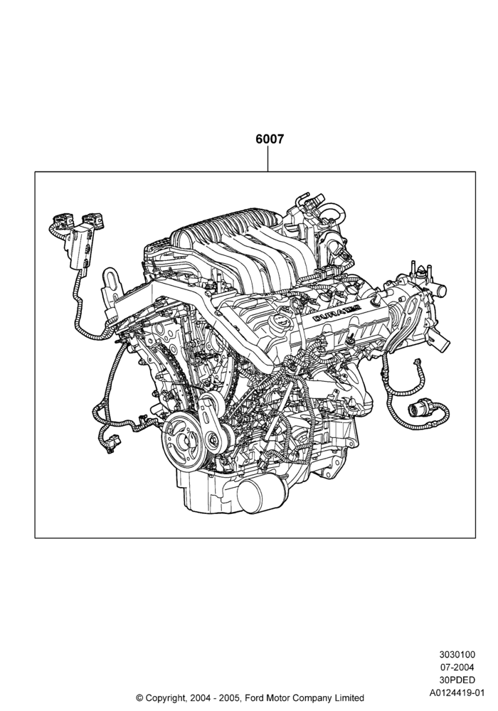 00D - Engine Assy Fully Dressed, 3.0 V6 24V DOHC EFI Modular; 12/JUL/2004-30/APR/2007
