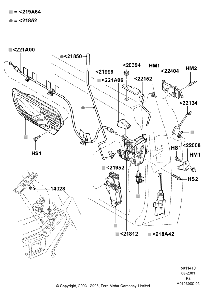 10A - Front Door Lock Controls, With Power Door Locking; 04/AUG/2003-16/DEC/2011