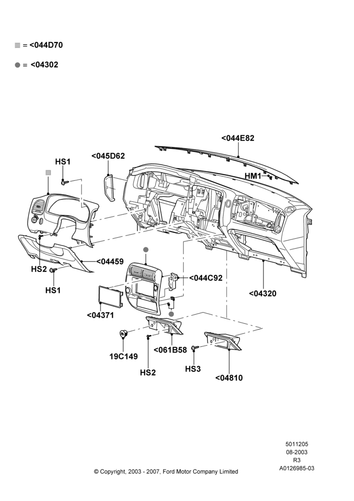 05A - Instrument Panel, Trim Pieces; 04/AUG/2003-16/DEC/2011