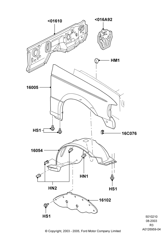 10 - Dash Panel and Front Fenders; 04/AUG/2003-16/DEC/2011