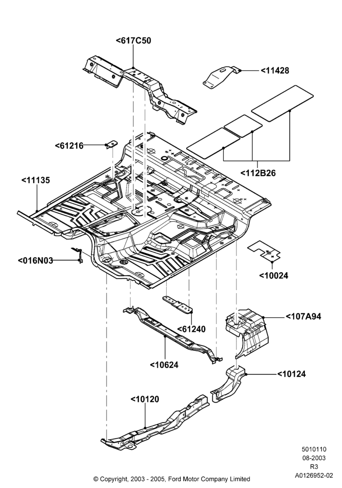 10A - Floor Pan - Front, Regular Cab; 04/AUG/2003-16/DEC/2011