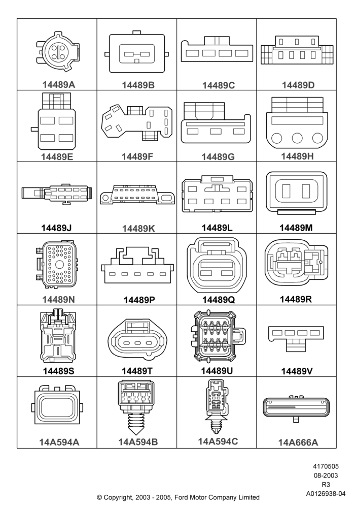 40A - Wiring Connectors, Page A; 04/AUG/2003-16/DEC/2011