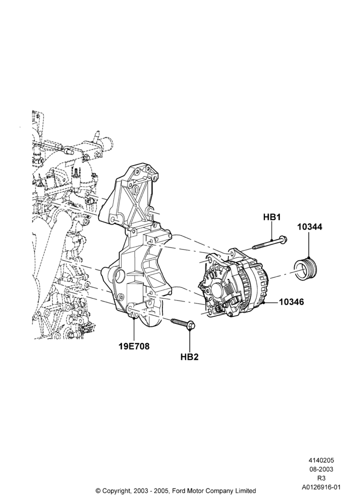 05A - Alternator and Mountings, 2.3L 4V NA I4 Petrol; 04/AUG/2003-16/DEC/2011