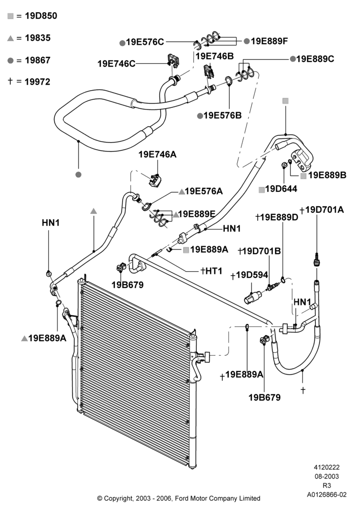 22A - Air Conditioning System, 2.3L 4V NA I4 Petrol, With Air Conditioning; 04/AUG/2003-16/DEC/2011