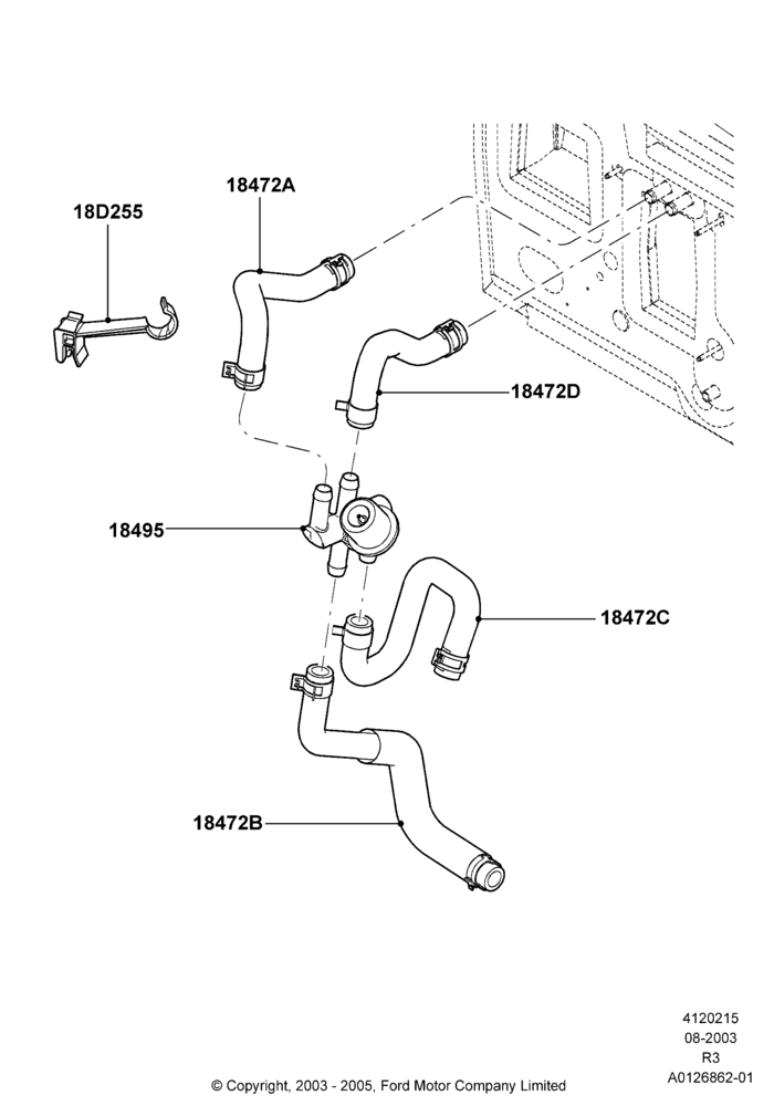 15A - Heater Hoses, 2.3L 4V NA I4 Petrol; 04/AUG/2003-16/DEC/2011