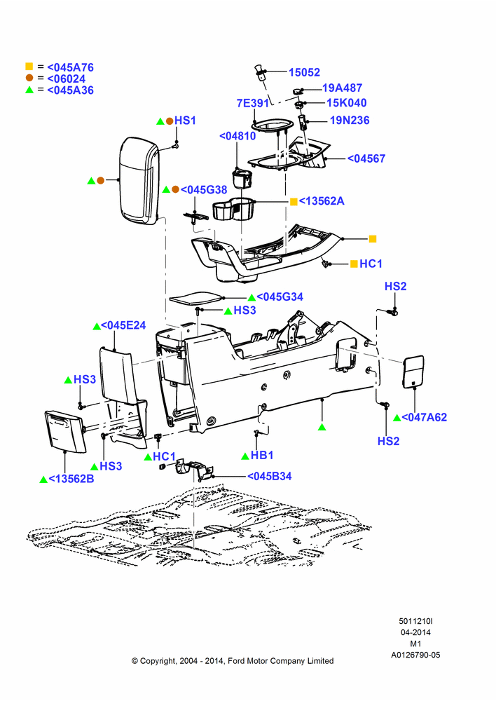 10I - Console - Floor, Lincoln/Mercury Series; 16/AUG/2004-01/MAY/2006