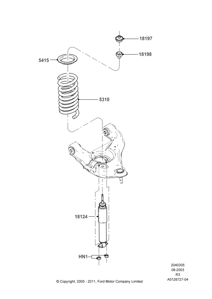 05A - Front Suspension Struts and Springs, With Standard Duty Coil Spring Susp; 04/AUG/2003-04/JUN/2007