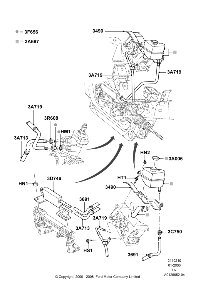 10A - Supply & Return Hoses - Power Strg; 31/JAN/2000-24/JUL/2000