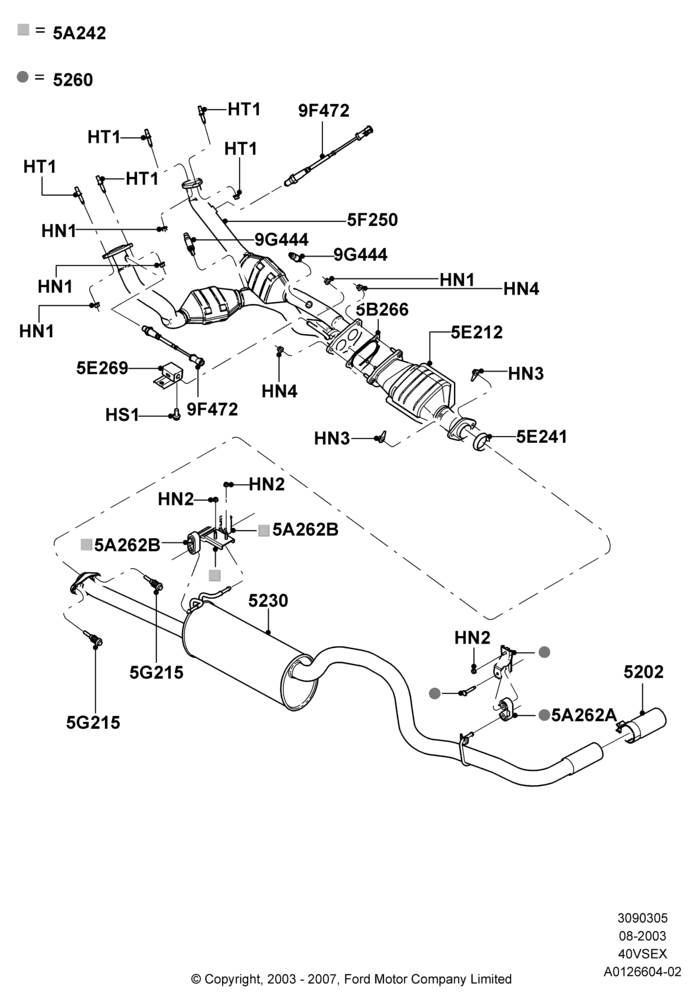 Exhaust System, 4.0L V6 12V SOHC EFI