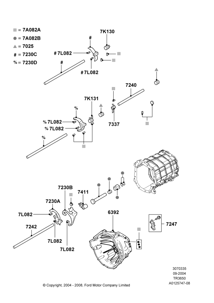 35B - Manual Trans Gear Shift Linkage, TR3650 5-Speed Manual Transmission; 07/SEP/2004-22/MAR/2010