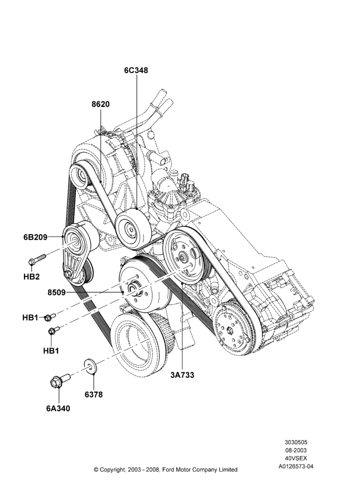 Pulleys and Drive Belts, 4.0L V6 12V SOHC EFI