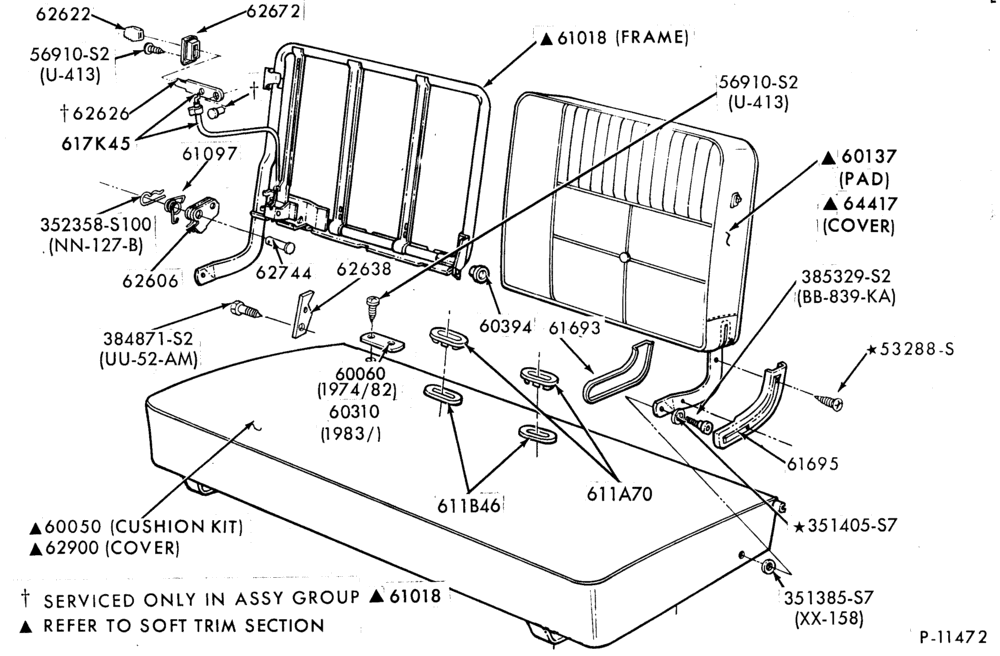600 - SEATS-Front seat parts - bucket    - full width- upper half-U150