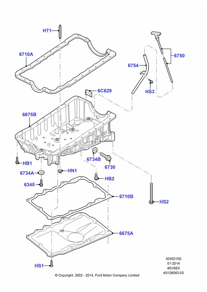 15D - Oil Pan/Oil Level Indicator, 4.0L V6 12V SOHC EFI; 04/AUG/2003-16/DEC/2011