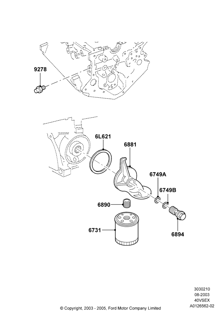 10D - Oil Cooler and Filter, 4.0L V6 12V SOHC EFI; 04/AUG/2003-16/DEC/2011