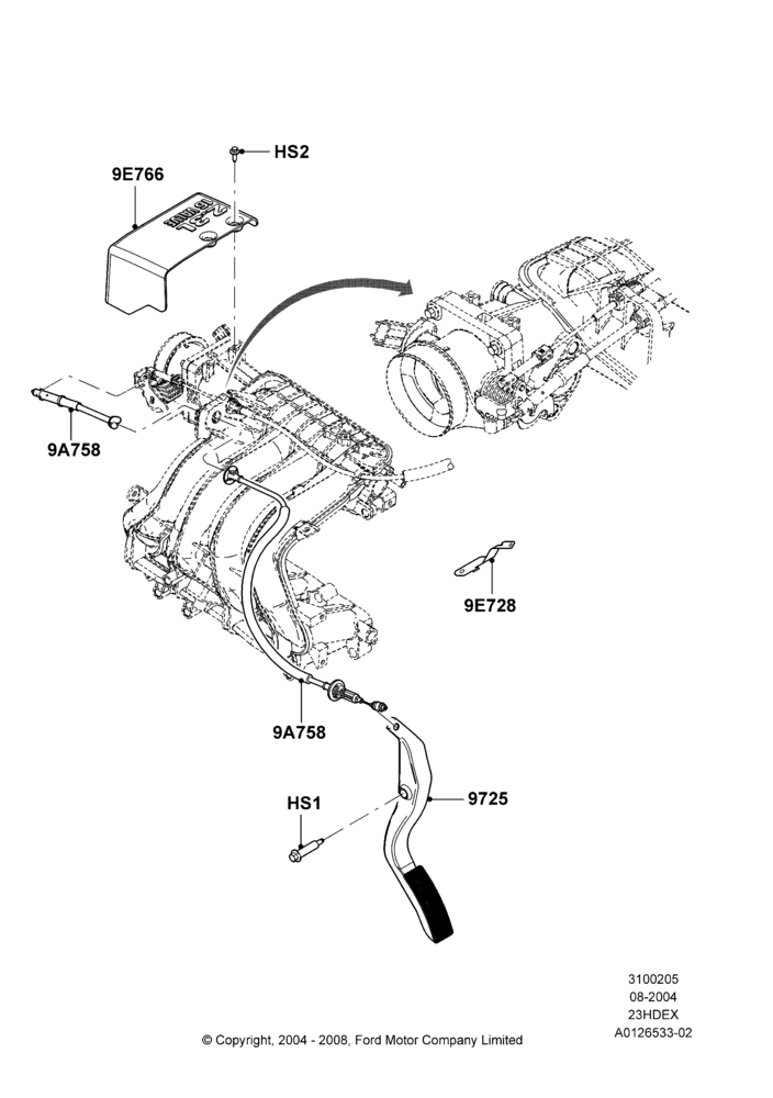 05A - Accelerator/Injection Pump Controls, 2.3L Duratec-HE (145PS) - MI4; 04/AUG/2003-16/DEC/2011