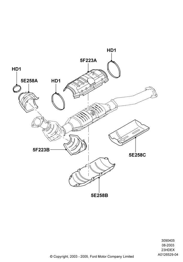 Heat Shields - Exhaust System, 2.3L 4V NA I4 Petrol