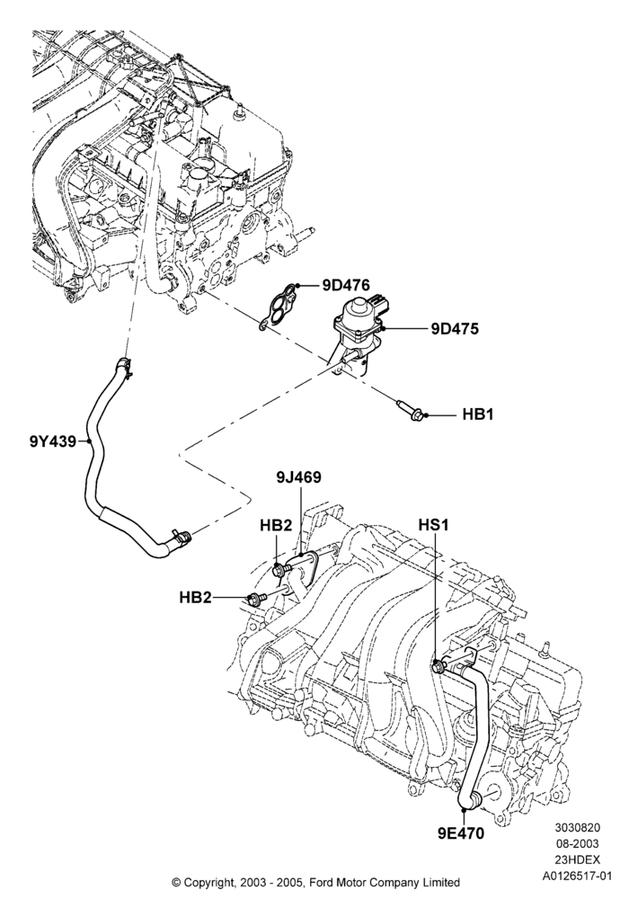 Exhaust Gas Recirculation, 2.3L 4V NA I4 Petrol