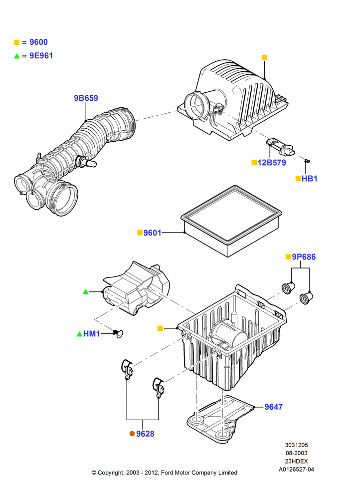 05A - Air Cleaner, 2.3L 4V NA I4 Petrol; 04/AUG/2003-16/DEC/2011