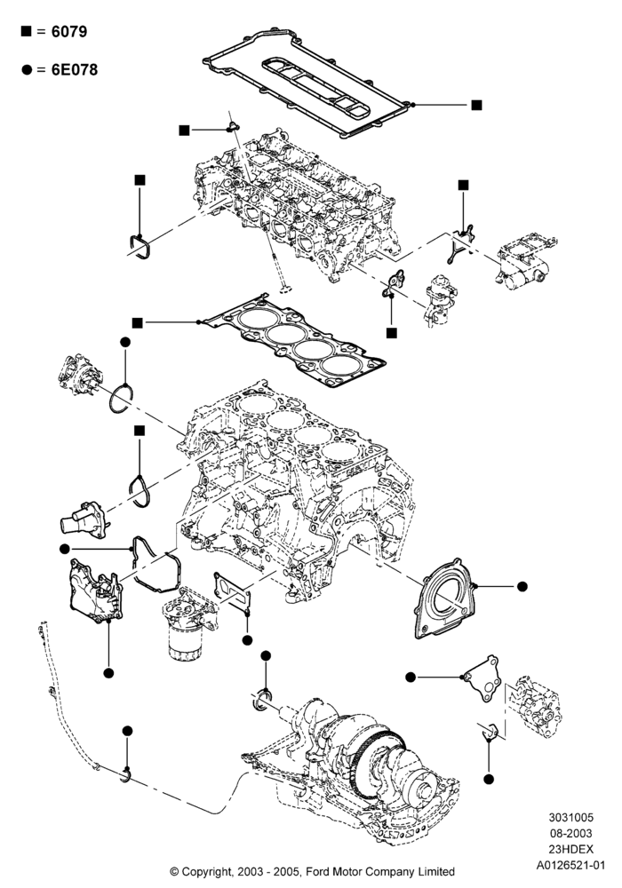 05A - Engine Gasket Kits, 2.3L 4V NA I4 Petrol; 04/AUG/2003-26/JUL/2010