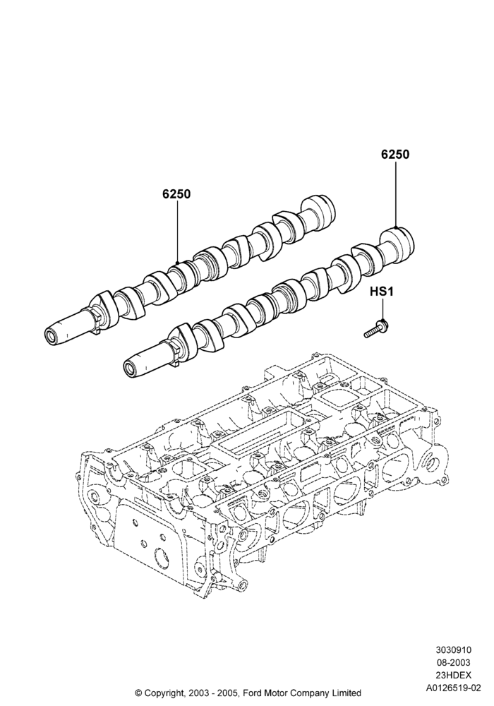 Camshaft, 2.3L 4V NA I4 Petrol