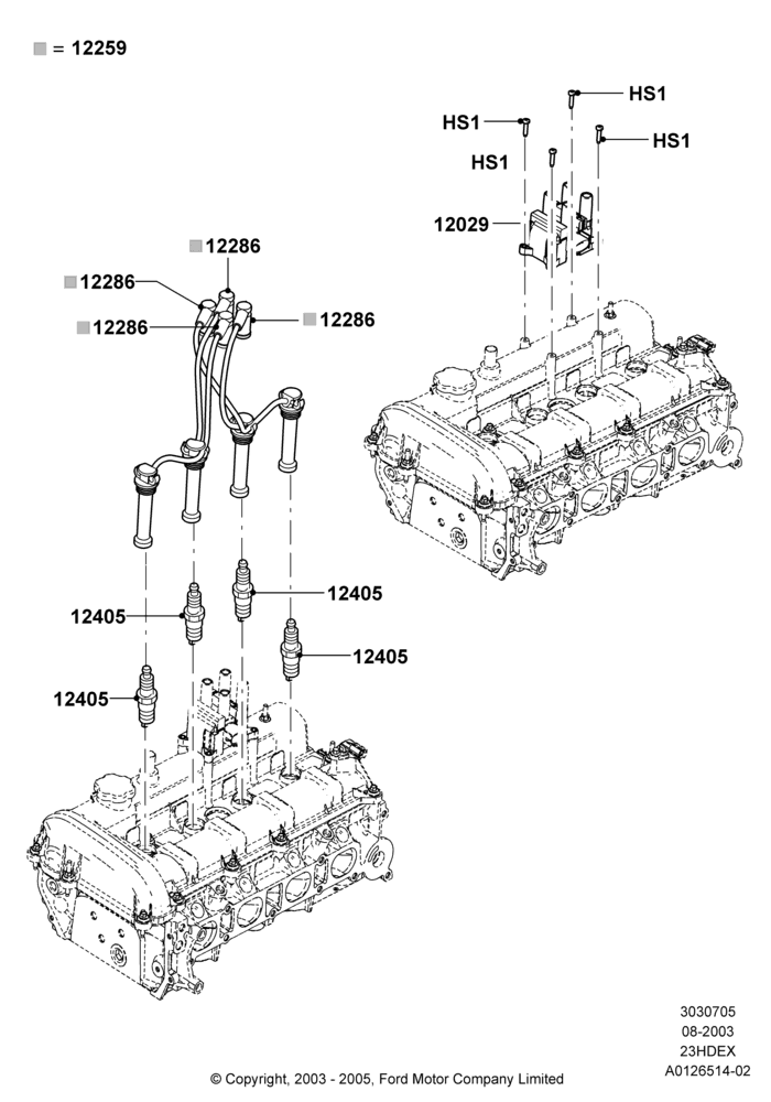 05A - Ignition Coil and Wires/Spark Plugs, 2.3L 4V NA I4 Petrol; 04/AUG/2003-26/JUL/2010