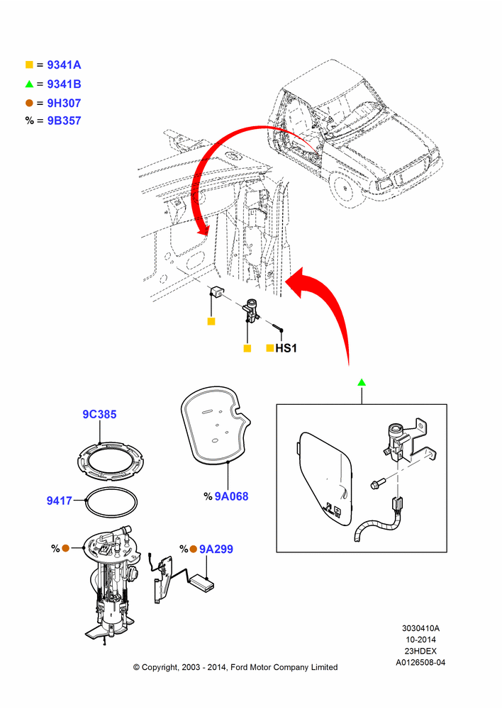 10A - Fuel Pump And Sender Unit, 2.3L 4V NA I4 Petrol; 04/AUG/2003-12/DEC/2006