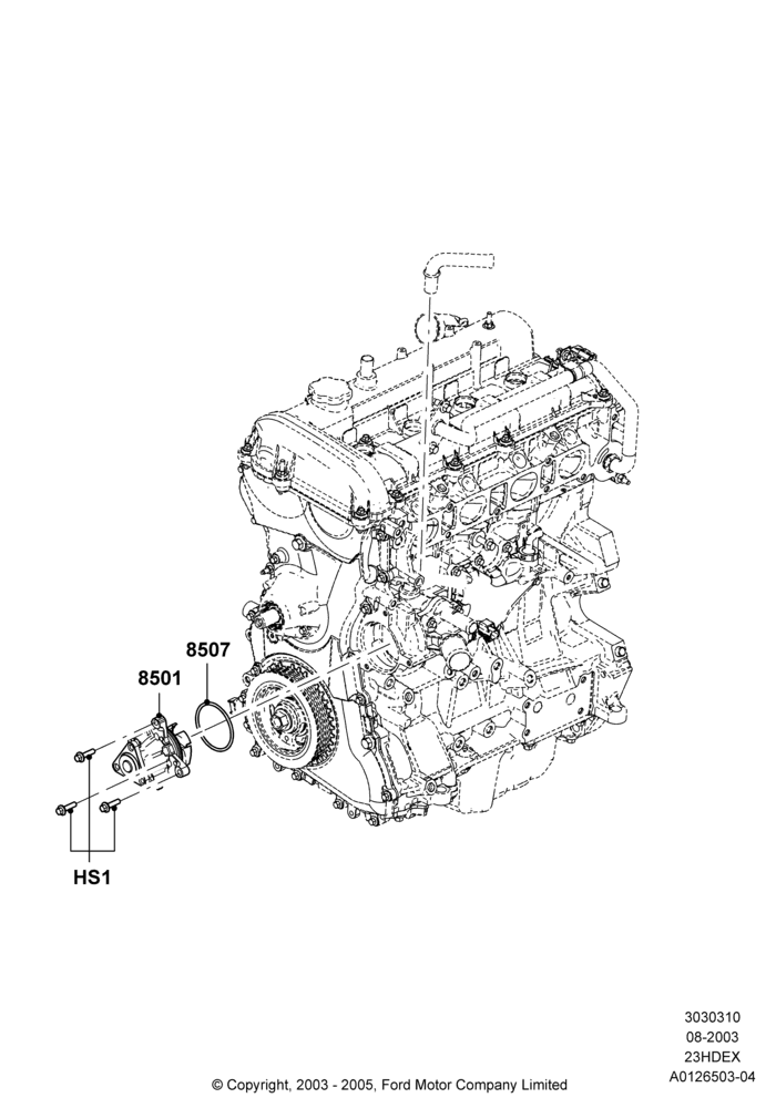 10A - Water Pump, 2.3L 4V NA I4 Petrol; 04/AUG/2003-26/JUL/2010