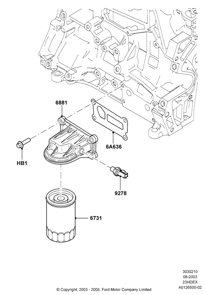 10A - Oil Cooler and Filter, 2.3L 4V NA I4 Petrol; 04/AUG/2003-26/JUL/2010
