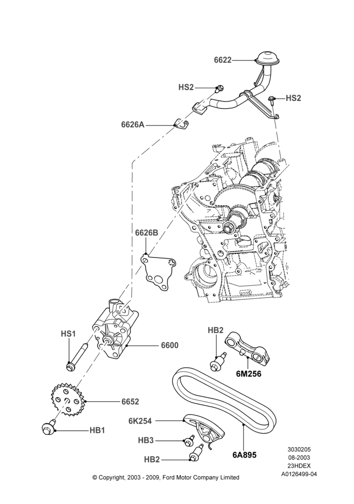 05A - Oil Pump, 2.3L 4V NA I4 Petrol; 04/AUG/2003-04/JAN/2007