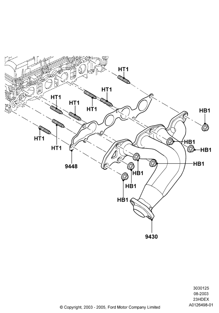 Exhaust Manifold, 2.3L 4V NA I4 Petrol