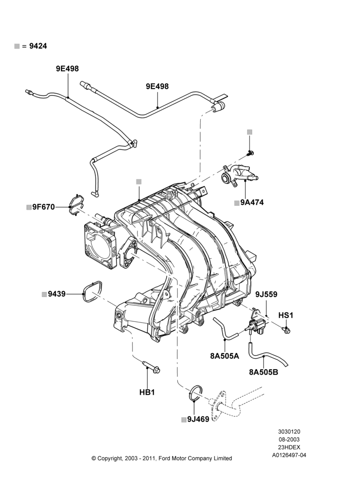20A - Intake Manifold, 2.3L 4V NA I4 Petrol; 04/AUG/2003-14/SEP/2009