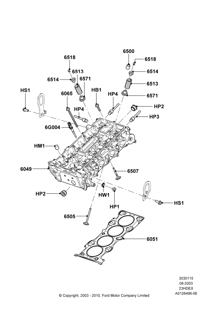 15A - Cylinder Head, 2.3L 4V NA I4 Petrol; 04/AUG/2003-26/JUL/2010