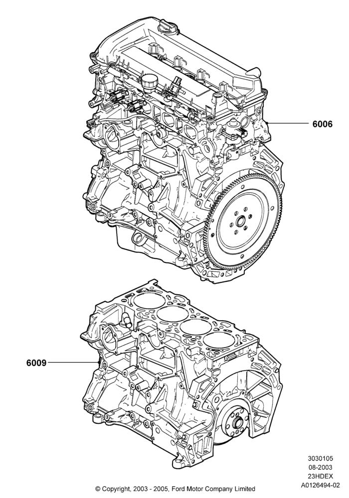 05A - Service Engine and Short Block, 2.3L 4V NA I4 Petrol; 04/AUG/2003-26/JUL/2010
