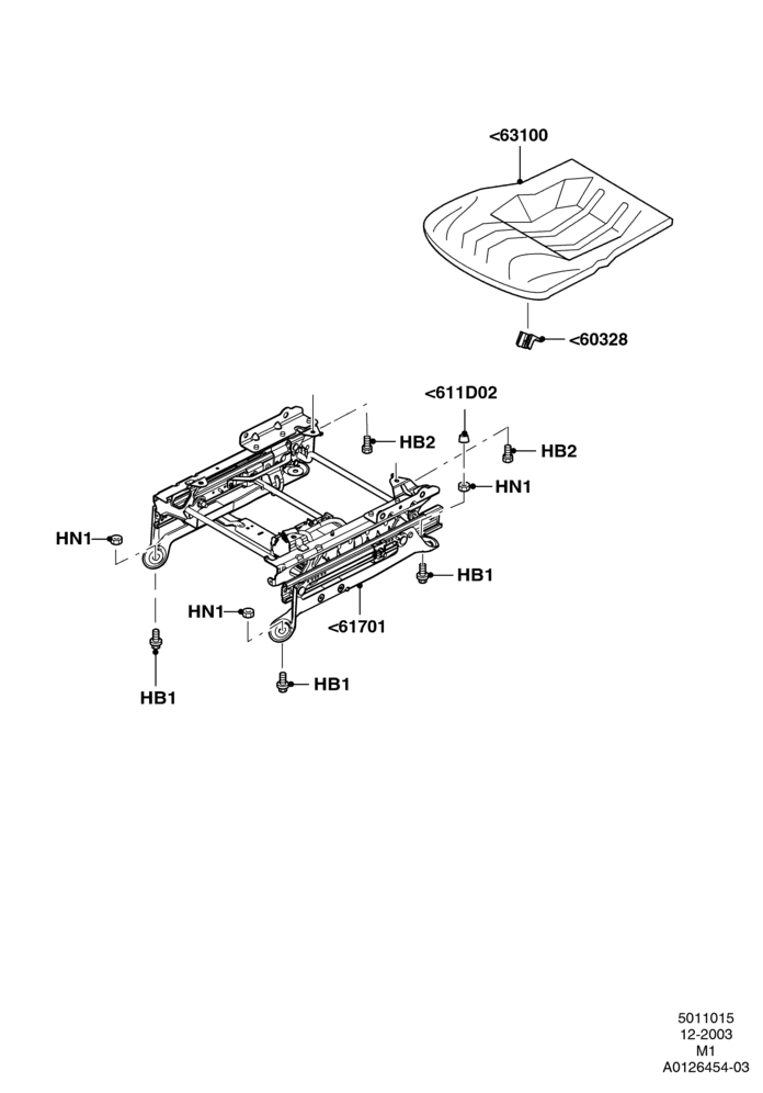15H - Front Seat Base, With Driver 6 Way Pwr.Seat Adjuster; 22/DEC/2003-01/MAY/2006
