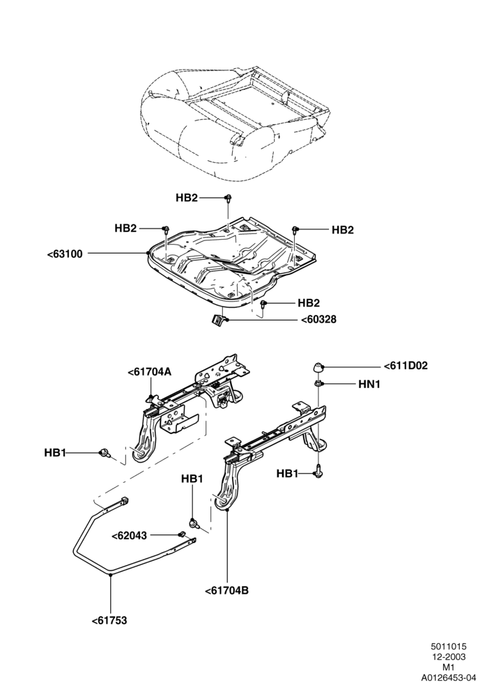 15G - Front Seat Base, With Driver 2 Way Mnl.Seat Adjuster; 22/DEC/2003-01/MAY/2006