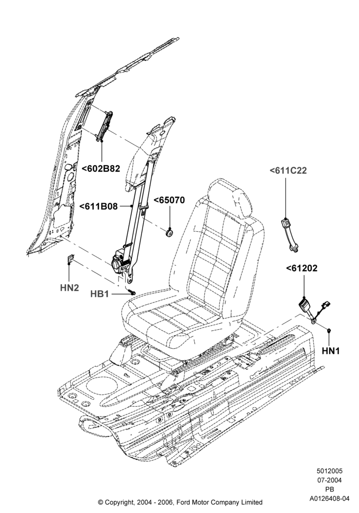 05 - Front Seat Belts; 12/JUL/2004-04/JUN/2007