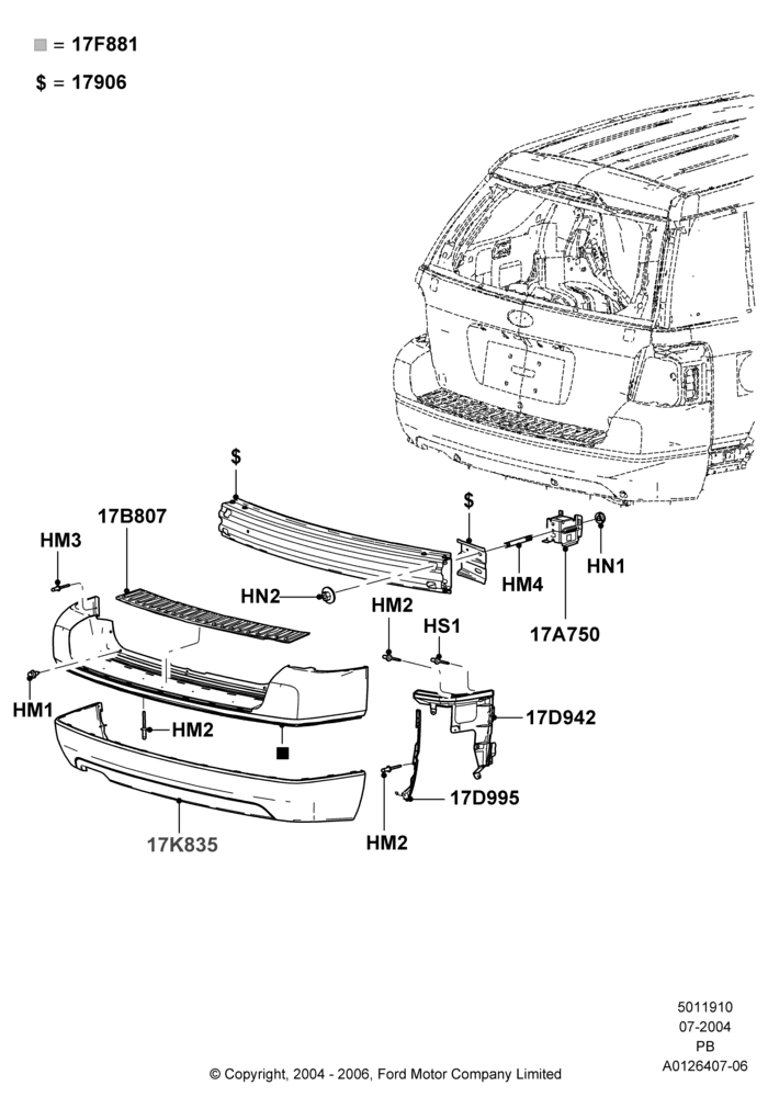 10 - Rear Bumper; 12/JUL/2004-04/JUN/2007