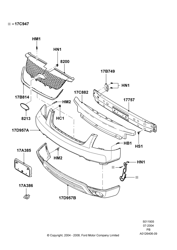 05 - Radiator Grille and Front Bumper; 12/JUL/2004-04/JUN/2007
