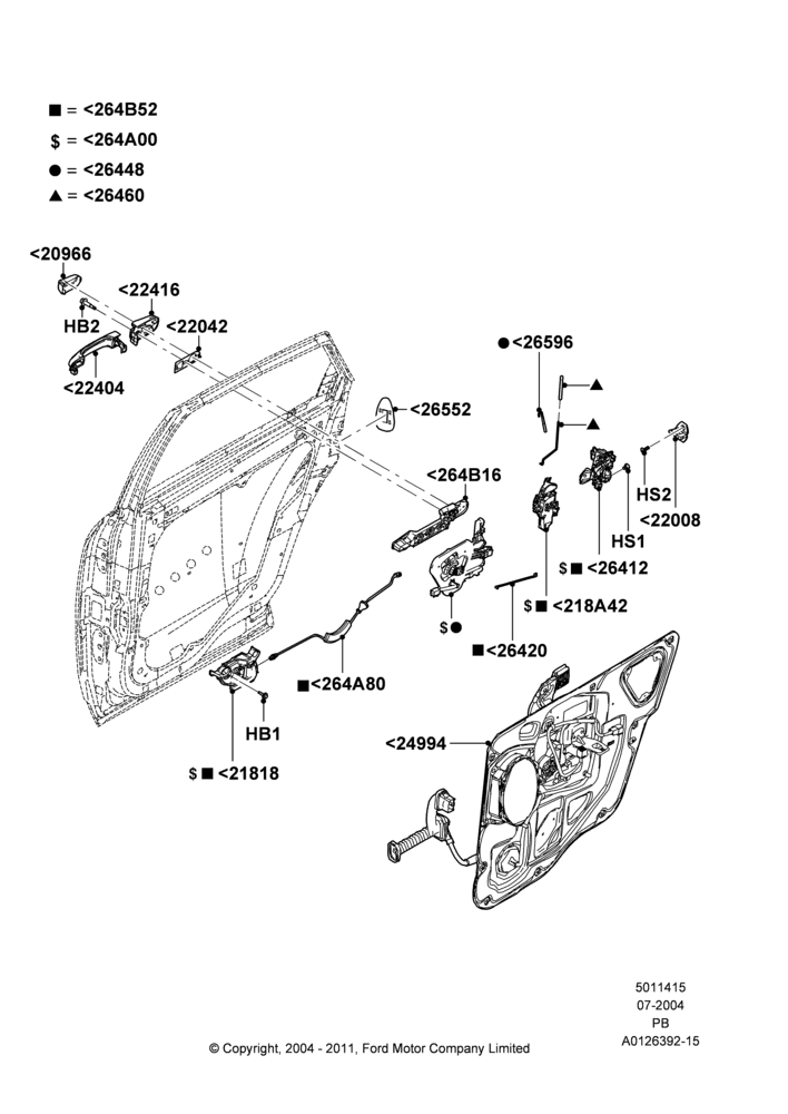 15 - Rear Door Lock Controls; 12/JUL/2004-04/JUN/2007