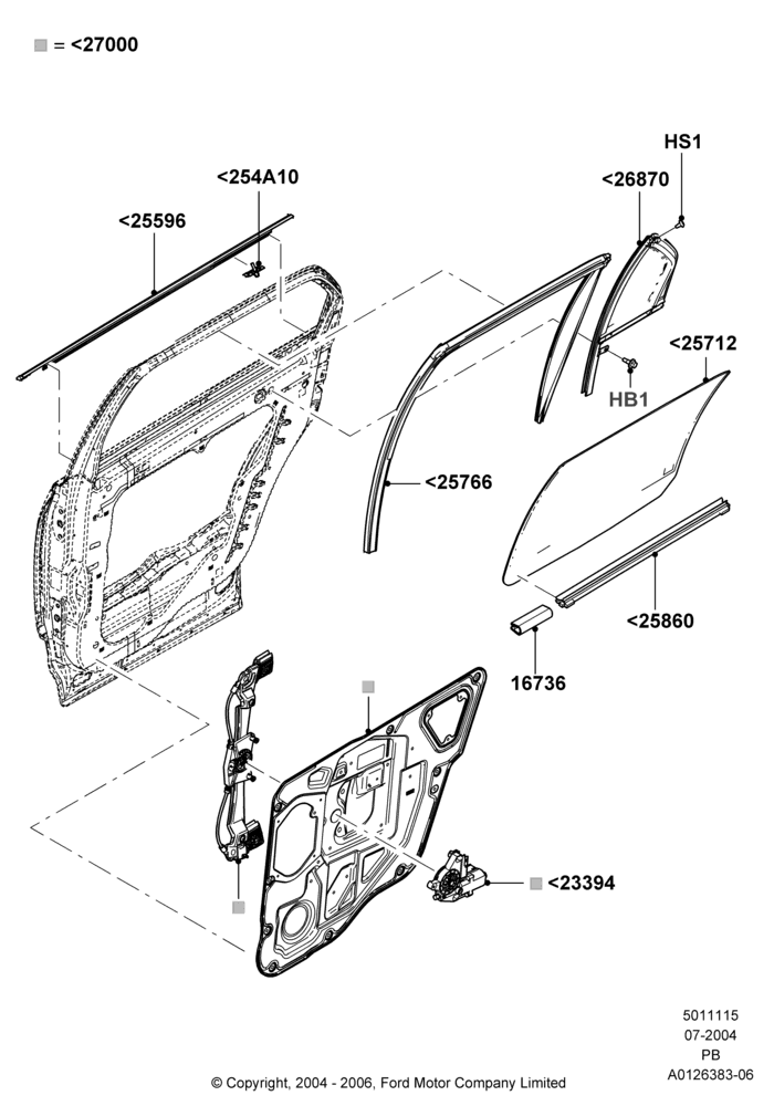 15 - Rear Door Glass and Window Controls; 12/JUL/2004-04/JUN/2007