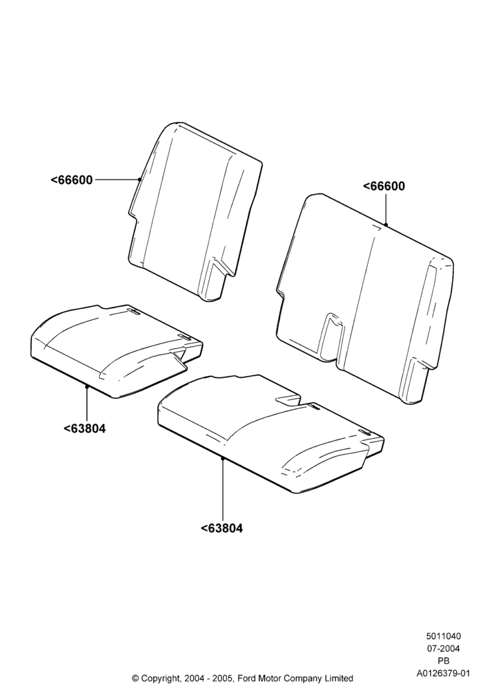 40A - Rear Seat Covers, Sec Row 60/40 (3 P)-Easy Entry; 12/JUL/2004-04/JUN/2007