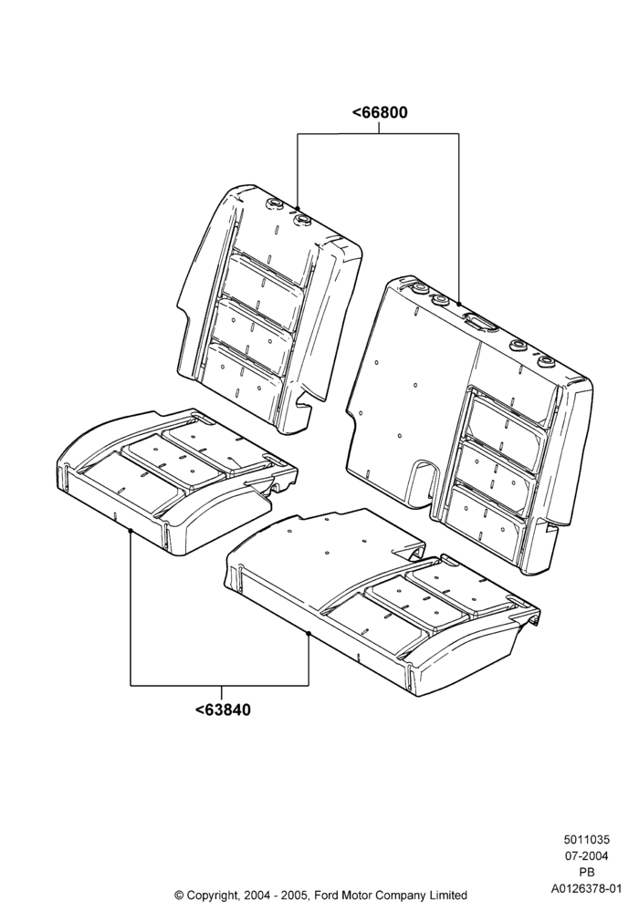 35A - Rear Seat Pads/Valances & Heating, Sec Row 60/40 (3 P)-Easy Entry; 12/JUL/2004-04/JUN/2007