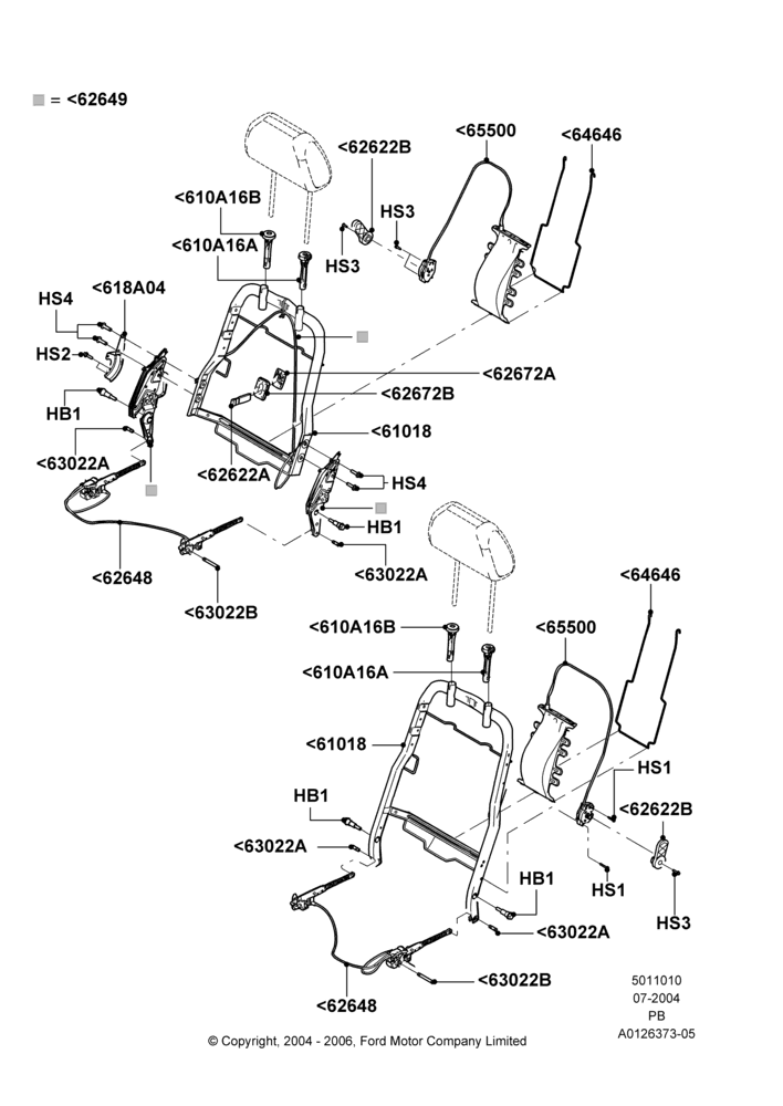 10A - Front Seat Back, With Manual Driver Seat Recliner, With Manual Passenger Seat Recliner; 12/JUL/2004-04/JUN/2007
