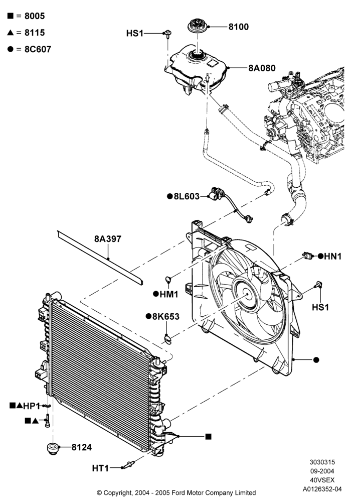 15 - Radiator/Coolant Overflow Container, 4.0L V6 12V SOHC EFI; 07/SEP/2004-22/MAR/2010