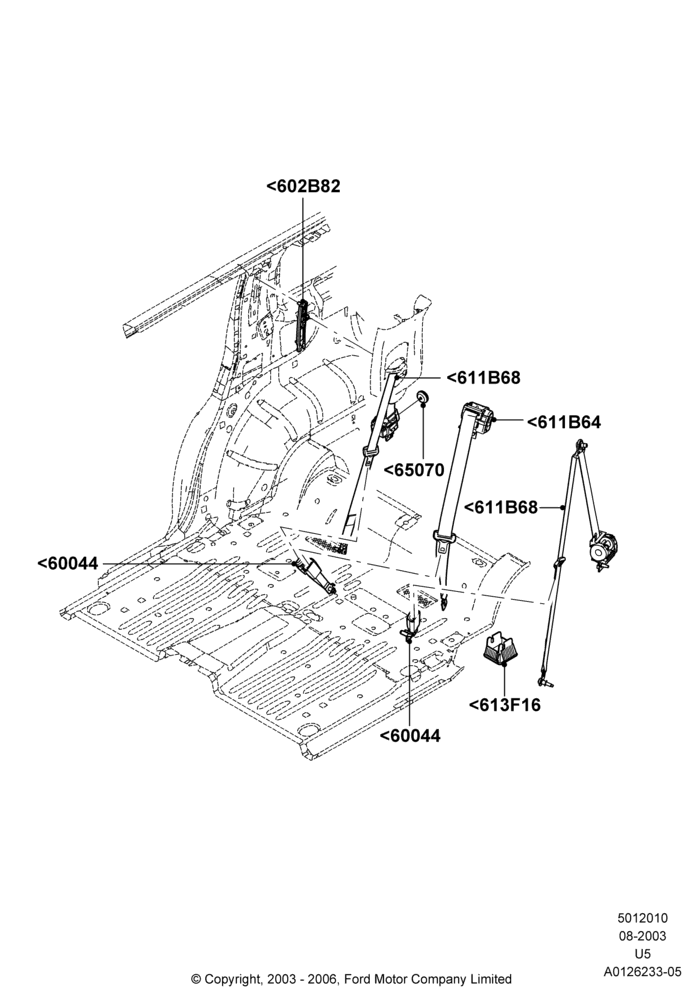 10H - Rear Seat Belts, 2nd Row 40-20-40 Enchanced Fold, Second Row 40-20-40 Flip/Fold Seat, SECOND ROW 40-20-40 SEATS; 04/AUG/2003-19/JUL/2005