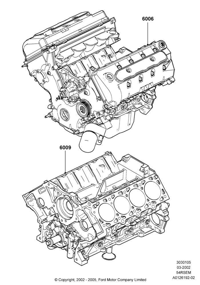 05A - Service Engine and Short Block, 5.4L Modular SOHC V8; 18/MAR/2002-02/AUG/2004