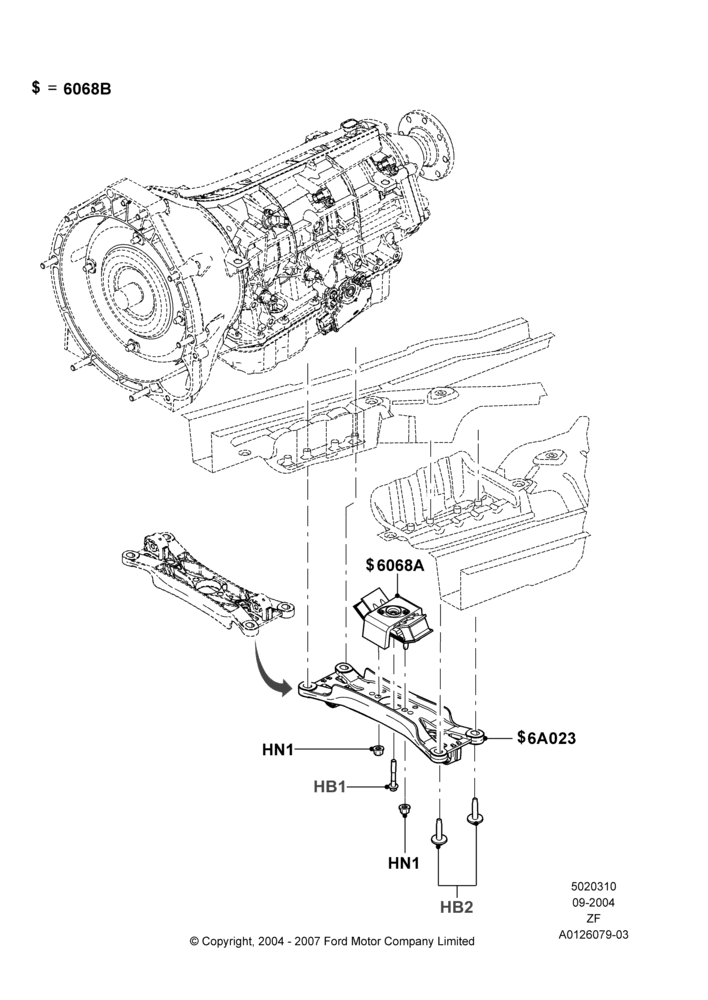 10B - Transmission Mounting, 4.6L 3v V8 SOHC EFI; 07/SEP/2004-03/DEC/2007